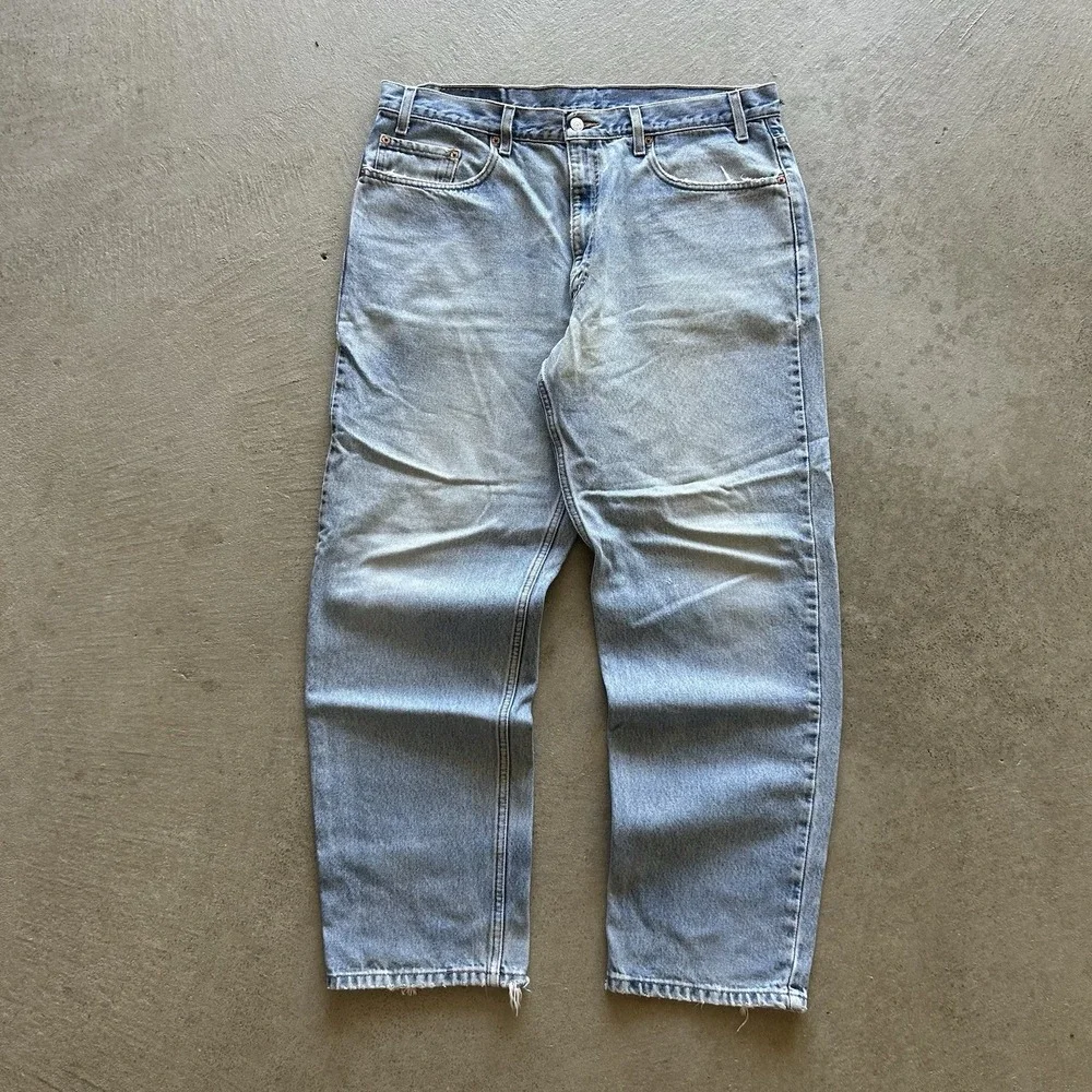 Vintage 90s Levis 550 Jeans Size 38x30 Blue Light Denim Relaxed Fit Straight Leg